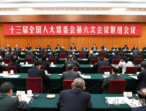 十三屆全國人大常委會第六次會議舉行聯組會議